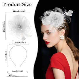 zavehony Fascinator hats for women, White, Unit size