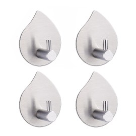 Alnicov 4PCS Adhesive Hooks Heavy Duty Wall Hooks Stainless Steel Hooks for Hanging Coat Hat Towel Robe