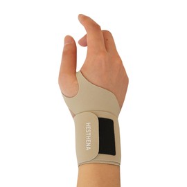 HESTHENA Slim and Colorful Wrist Brace, Flexible, Wrist Support, for Men and Women, Adjustable, Sports, Lightweight, Fits Both Hands, 1pcs (Beige)