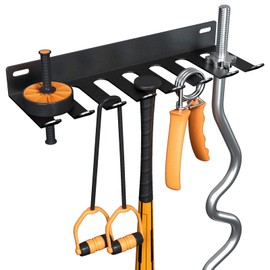 Riuog Gym Equipment Storage Rack,Multi Purpose Wall Mount Home Gym Equipment Storage Rack for Resistance Bands, Jump Ropes, Yoga Mat, Foam Roller, Chains, Barbells Carabiners Included, gift