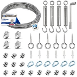 Angooni VERDIATT Wire Rope, M5 Turnbuckle Rope Tensioner, M5 Wall Hook, Steel Cable Set with Eyelets, Trellis for Climbing Plants, Curtain Rope, Fence