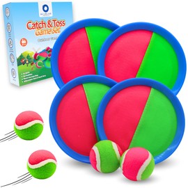 Outdoor Velcro Ball Game for Children - Throwing Game Set for 4 - Child-friendly Ball Game - Robust Garden & Beach Game