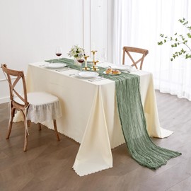 Nialnant Sage Green Cheesecloth Table Runner 10 Ft, Sage Green Gauze Table Runner, Boho Table Runner for Party Wedding Baby Shower Holiday Decor Green Table Runner 120 Inches Long