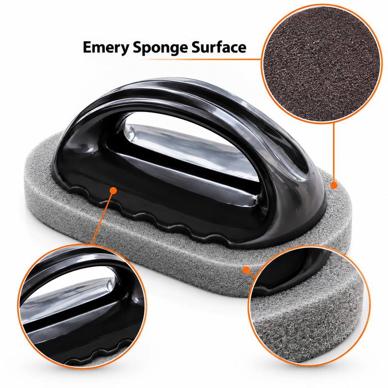 Emery Sponge Cleaning Brush with Handle – Handheld Scrubber Tool