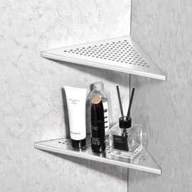 BLYLUND Corner Shower Shelves 10" 2 Pack, Recessed Corner Shelf Stainless Steel Bathroom Shelf Rack for Tiled Wall, No Drilling Needed