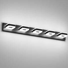 Tipace 5-Light Bathroom Vanity Light,Modern LED Vanity Light Over Mirror,Black Acrylic Bathroom Light,350°Rotatable Lamp Head Wall Light Fixture for Bathroom Bedroom Restroom Above Mirror (5500K)