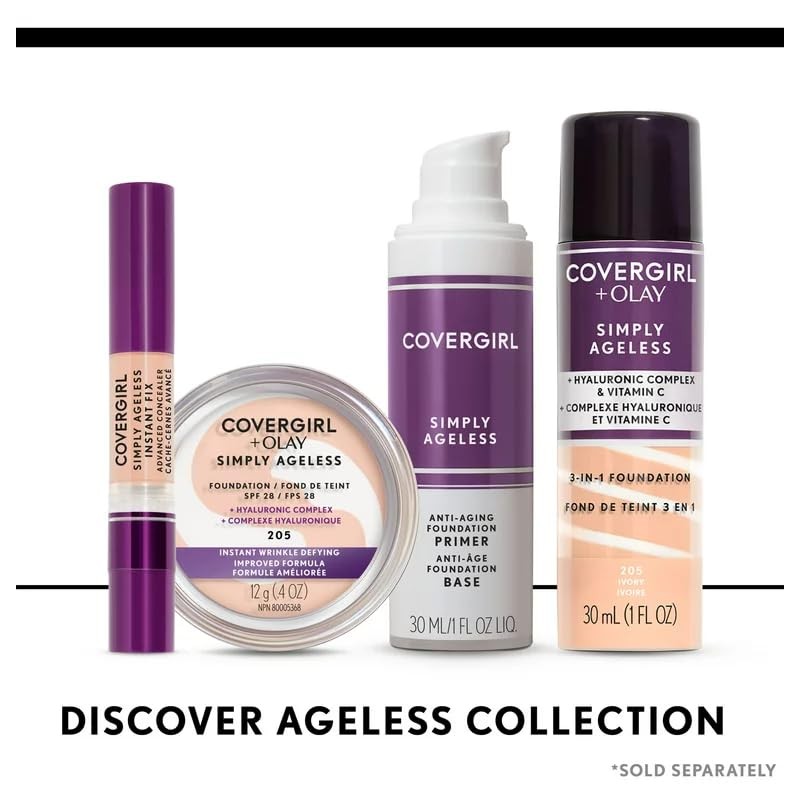 COVERGIRL & Olay Simply Ageless 3-in-1 Liquid Foundation, Creamy Beige,