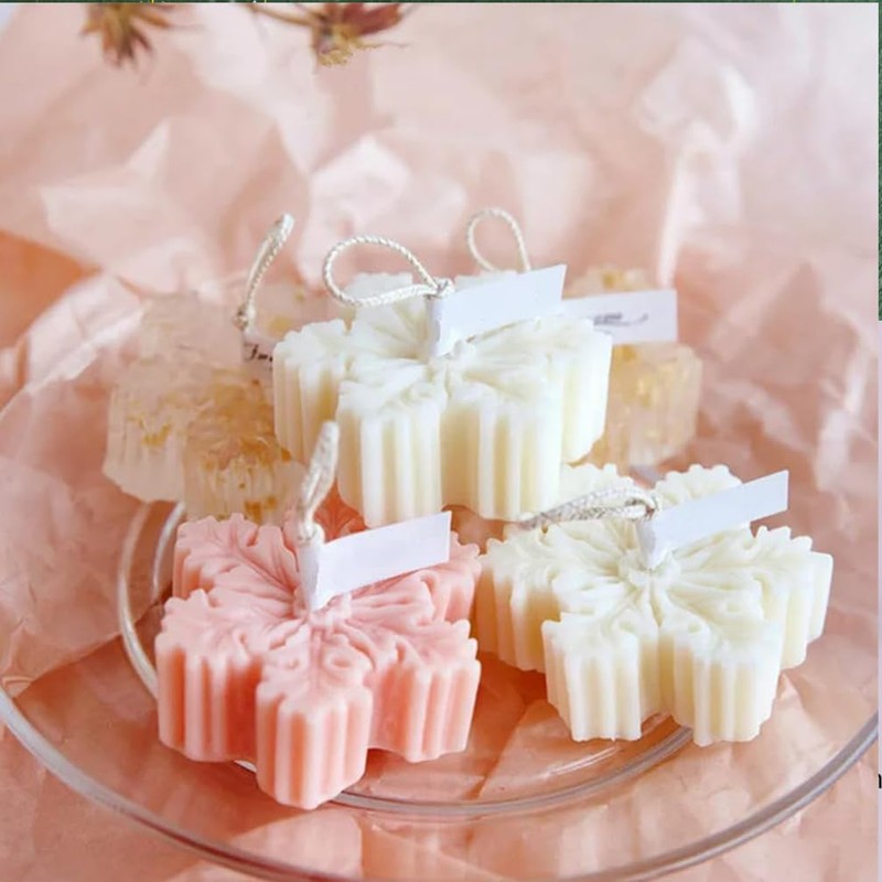 Christmas Silicone Snowflake Mold Candle Soap, DIY Aromatherapy Plaster Candle