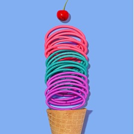 Elastic Hair Ties - 12 Pieces, Rainbow, 4MM Rubber Bands for Hair, Pain-Free Hair Accessories for Women & Men, Made for Long-Lasting Braids, Ponytails & More, All Hair Types