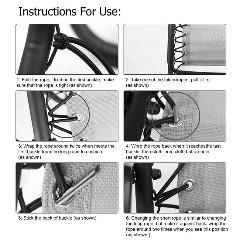 SunnyZoo Professional Replacement Cords for Zero Gravity Chair(4 Cords), Zero