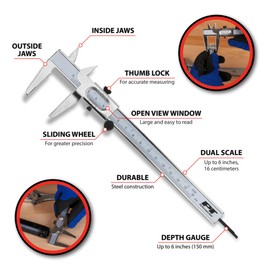 Performance Tool W80163 6-Inch Non Digital Vernier Calipers Set