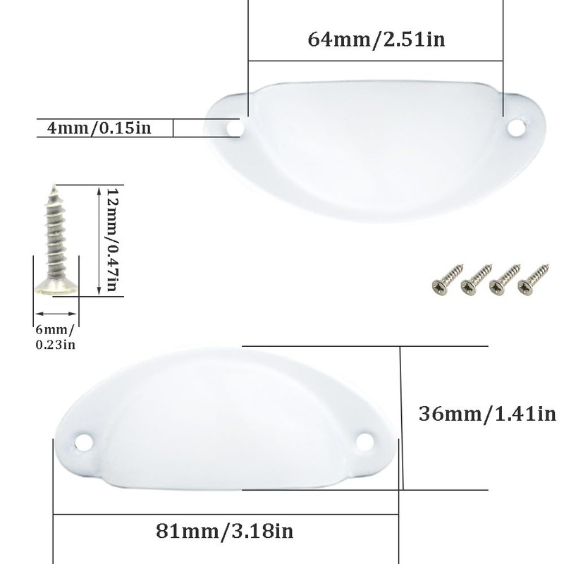 CEEYSEE 12Pcs Cup Handles for Drawers 81 X 35mm Shell