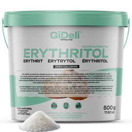 GiDeli Erythrit 0,5 kg im eimer Kristallzucker lebensmittel Ersatz als Vegane & zahnfreundliche Zucker Alternative