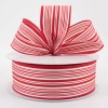 2.5" wired ribbon red off white ticking stripe Christmas Valentine