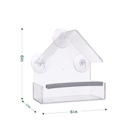 SUQ I OME Outside Wild Clear Window Mounted Bird Feeders with Strong Suction Cups, Acrylic Clear, Window Bird House Feeder for Cardinals, Blue Jays, Finches