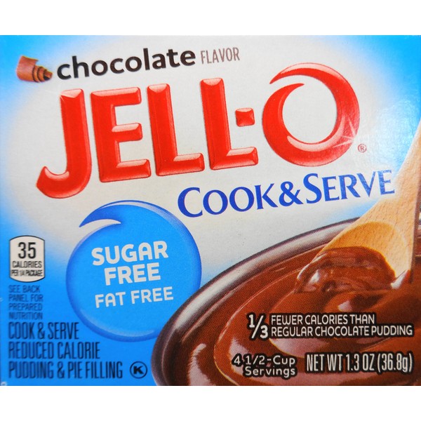 Jell-O Chocolate Pudding, Cook & Serve, Sugar Free, 1.3 Ounce Box, 3 Packs