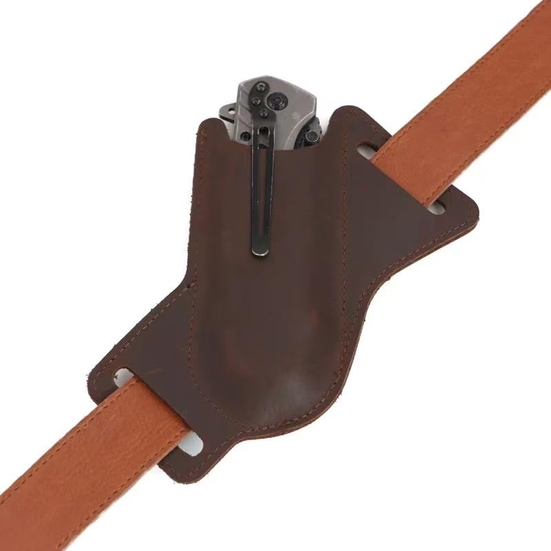 Leather Knife Sheaths for Belt, Pocket Knife Holder, EDC Sheath