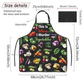 JXGZSO Funny Cooking Kitchen Apron This Is Where I Murder Vegetable Apron With Pocket Vegetarian Gift Vegetables Lover Gift, This is Where I Murder Vegetable, big