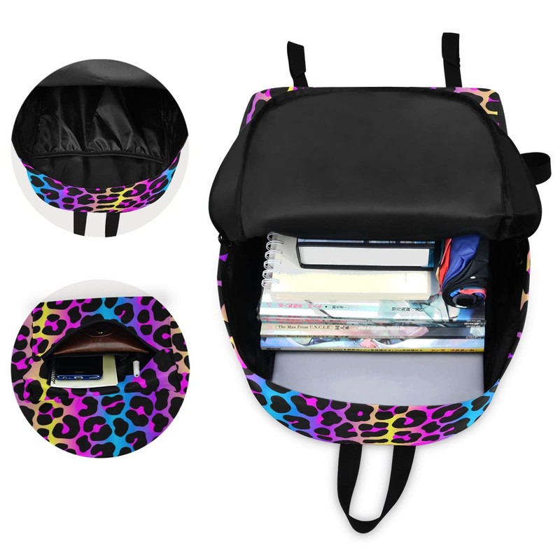 senya Backpack Travel Rucksack, Leopard Print Cheetah Neon Gradient Lightweight