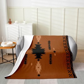 Feelyou Southwest Native American Design Plush Throw Blanket Throw 50"x60" Western Decor Blanket All Season Blanket Southwestern Geometric Flannel Fleece Blanket Women Men Striped Boho Blanket