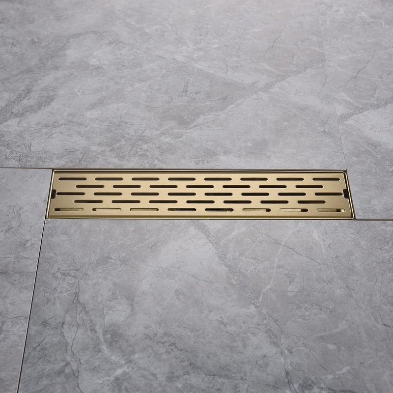 DEOKXZ Linear Shower Drain 12 Inch Brushed Gold,Rectangular Shower Drain