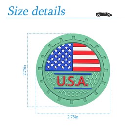 AUCELI 4 Pack Car Cup Holder Coasters, Colored American Flag US Flag Insert Car Cup Coaster, 2.75 Inch Anti Slip Shockproof Embedded Drink Mat, Vehicle Interior Decor Accessories
