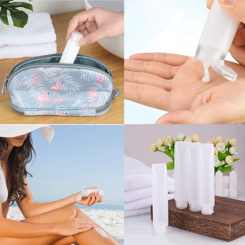 Clear Plastic Refillable Toothpaste Tubes, 6 Pack Empty Cosmetic Soft