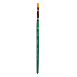 Princeton Artist Brush Co. Lauren Series 4350 - Short Handled Flat Shader Size 4 - Single Golden Synthetic Paintbrush for Watercolor and Acrylic Painting