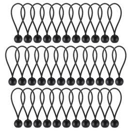 Hejo 35 PCS 4 Inch Black Bungee Cords with Balls, Durable Portable Bungee Balls, Polypropylene and Latex Braid Tarpaulin Bungees Balls for Tarpaulins, Pavilions, Tents, Camping