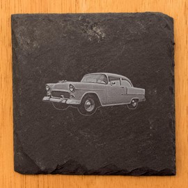 Cruise in Chrome: 1955 Bel Air Coasters for Classic Car Fans - Square Slate - set of 8
