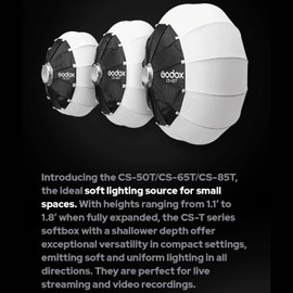 Godox CS-65T 65cm/25.6inch Lantern Softbox with Skirt, Bowens Mount Soft Boxes for Small Space Light Diffuser for Godox SL60W SK400II SL150 II, UL150, VL150 for Video Recording, Live Streaming, etc
