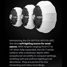 Godox CS-65T 65cm/25.6inch Lantern Softbox with Skirt, Bowens Mount Soft Boxes for Small Space Light Diffuser for Godox SL60W SK400II SL150 II, UL150, VL150 for Video Recording, Live Streaming, etc