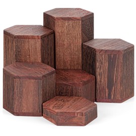 Winter Shore Hexagonal Pedestal Wood (Pack of 6) - Dessert & Cupcake Stand - Pedestal Decoration - Tier Display Stand for Buffet & Cakes - Food Stand