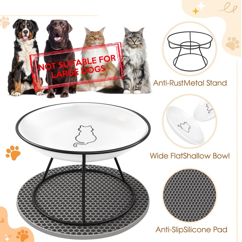 FoiiLiio Ceramic Cat Feeding Bowl Set of 2