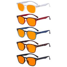 Eyekepper 5 Pack Fashion Design Blue Light Blocking Readers for Women Computer Reading Glasses Orange Tinted +2.00