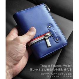 Daylight dl-1043 Men's Bi-fold Wallet with L-Shaped Zipper, blue
