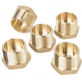 LTWFITTING No Lead Brass Hex Pipe Bushing Reducer Fittings 1" Male x 1/4" Female NPT (Pack of 5)