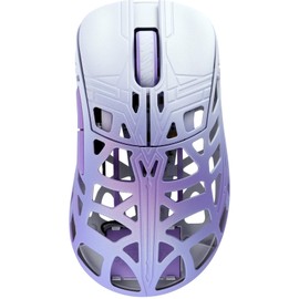 KEEBMONKEY WLMOUSE Sword X Lightweight Magnesium Alloy Wireless Gaming Mouse - 8KHz Polling Rate, PAW3950 HS Sensor, 50-30000 DPI, OM & TTC Switches (OM Opticals, White&Purple)