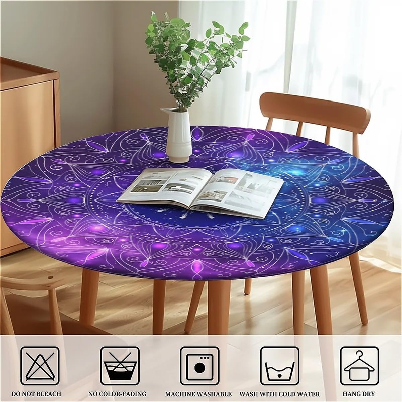 Outdoor round tablecloth with elastic band, diameter 44 inches -
