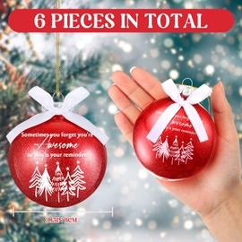 Yuxung 6 Pcs Christmas Employee Appreciation Gifts Red Ball Ornaments for Christmas Tree Sometimes You Forget You Are Awesome Hanging Thank You Gift 3.15'' Ball with Ribbon for Coworker Teacher Office