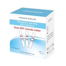 HOMEDSUN 50 Pack Hemoglobin Test Strips with Lancets Droppers Exclusively Compatible with HSBHM-102 Hemoglobin Analysis Meter (Analyzer is Not Included)