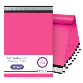 Hot pink Large Poly Mailers 19x24 Inch | Strong Adhesive Self-Seal Mailer Bags | Tear, Tamper, Water Resistant Shipping Envelopes, Thick Strong polymailer Bags XL Clothing Shipping Bags | 300 Pcs Bulk