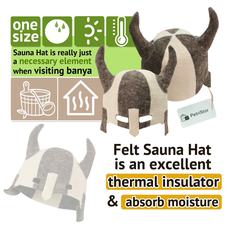 PetriStor Wool Sauna Hat Knight for Man Natural Felt 100%