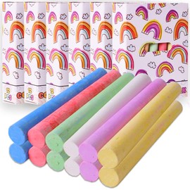 TE-Trend Pack of 72 Chalk Chalk Colourful for Children Street Chalk Painting Chalk for Chalkboard Party Bag Gift in 6 Boxes as Gift Multicoloured