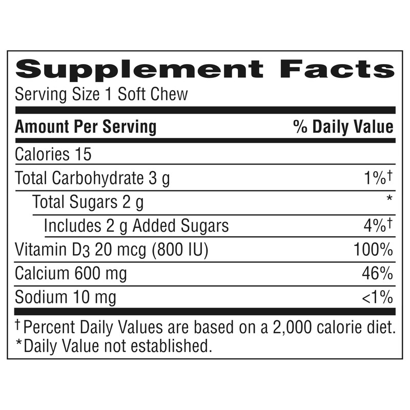 Caltrate Soft Chews 600 Plus D3 Calcium Vitamin D Supplement,
