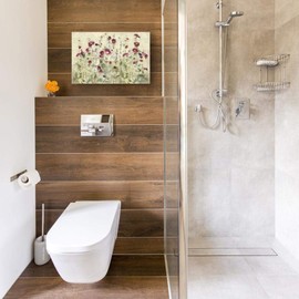 Epic Graffiti Hollyhocks Row Cool Giclee Canvas Wall Art, 12" x 18", Beige