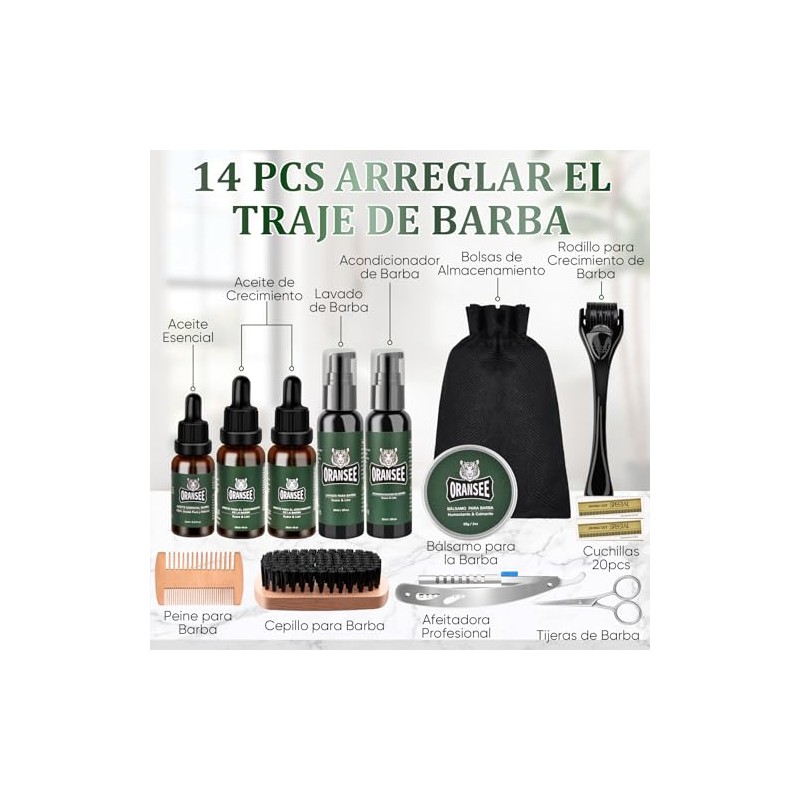 Kit Cuidado de Barba para Hombre 14 en 1 con