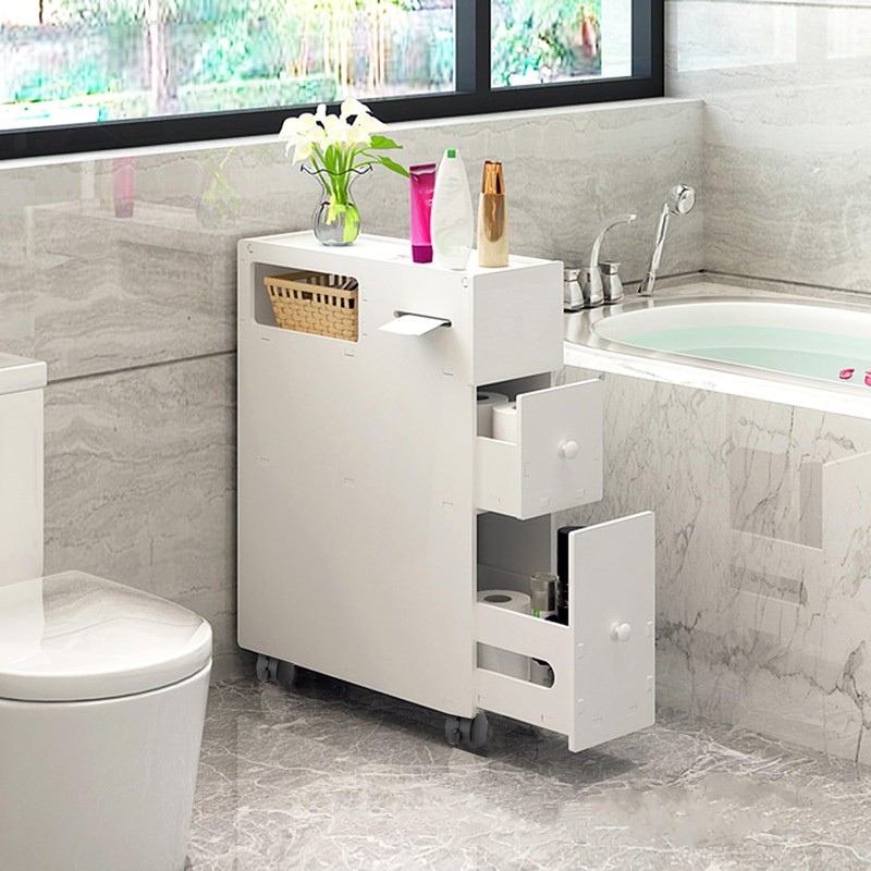 ILWorkTLs Narrow Bathroom Cabinet with Drawer,Slim Storage Cabinet, Toilet Side