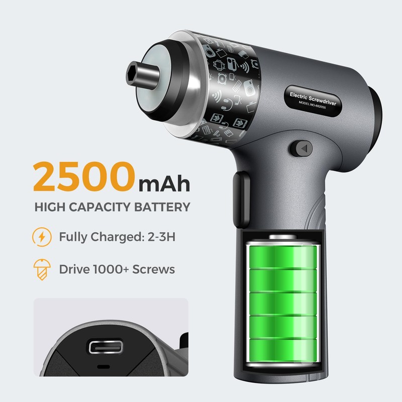 Cordless Electric Screwdriver, 3.7V Power Rechargeable Repair Tool Set with