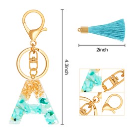 TTYY Alphabet Initial Letter Keychain for Women gift To Little Girls Tassel Butterfly Pendant Key Ring for Backpack (cyan crystal LetterA)